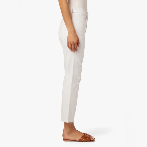 JOE JEANS HIGH RISE STRAIGHT CROP WHITE JEANS RAW HEM SIZE 26 - Picture 6 of 11